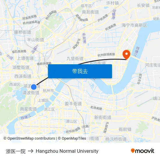 浙医一院 to Hangzhou Normal University map