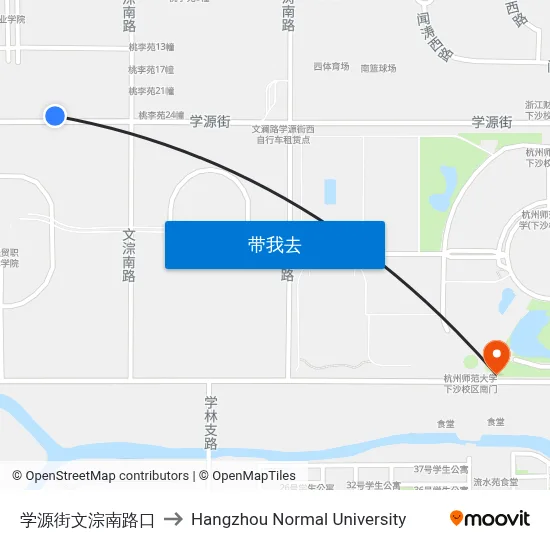 学源街文淙南路口 to Hangzhou Normal University map