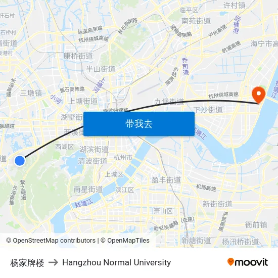 杨家牌楼 to Hangzhou Normal University map