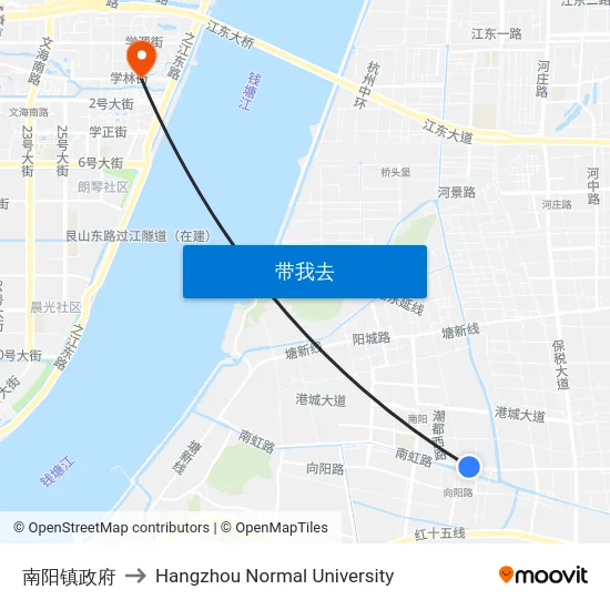 南阳镇政府 to Hangzhou Normal University map