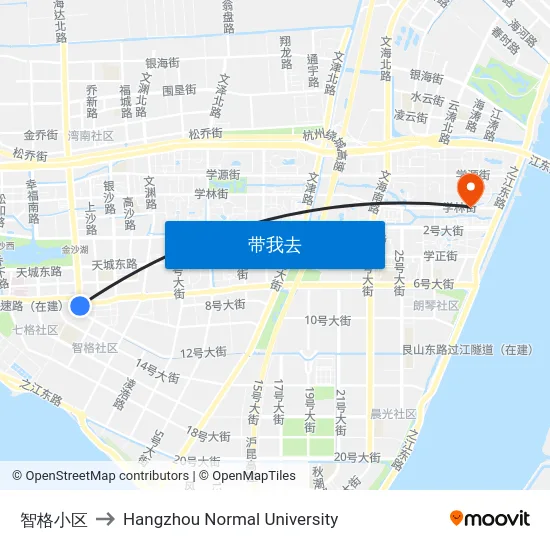 智格小区 to Hangzhou Normal University map