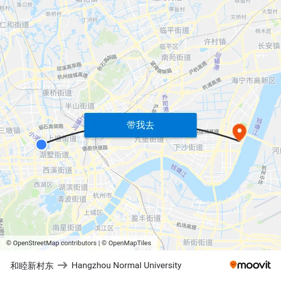 和睦新村东 to Hangzhou Normal University map