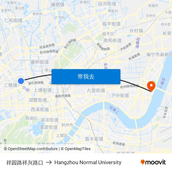 祥园路祥兴路口 to Hangzhou Normal University map