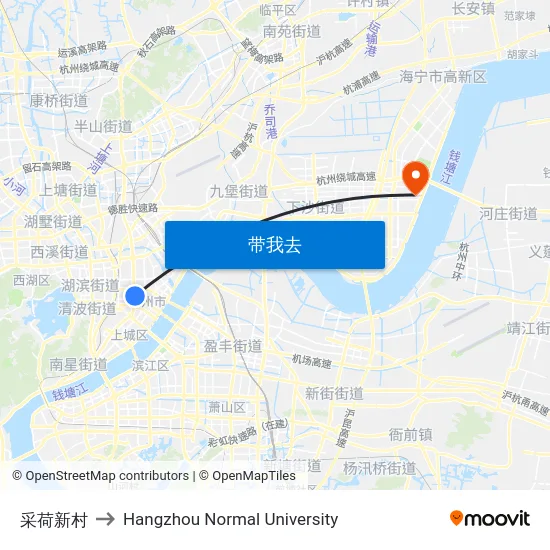 采荷新村 to Hangzhou Normal University map