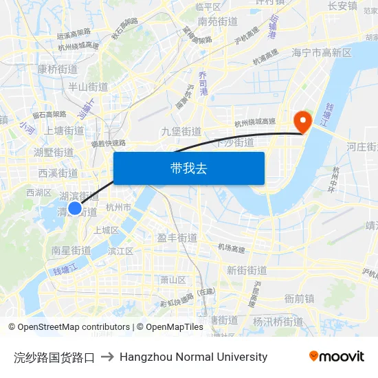 浣纱路国货路口 to Hangzhou Normal University map