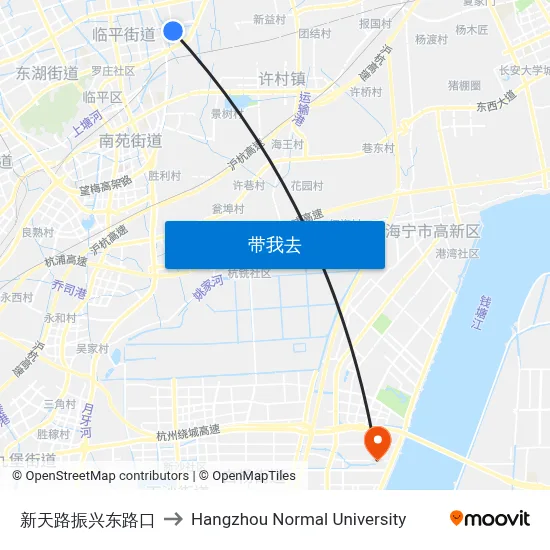 新天路振兴东路口 to Hangzhou Normal University map