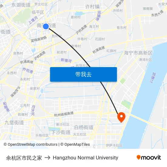 余杭区市民之家 to Hangzhou Normal University map