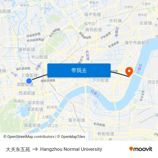 大关东五苑 to Hangzhou Normal University map