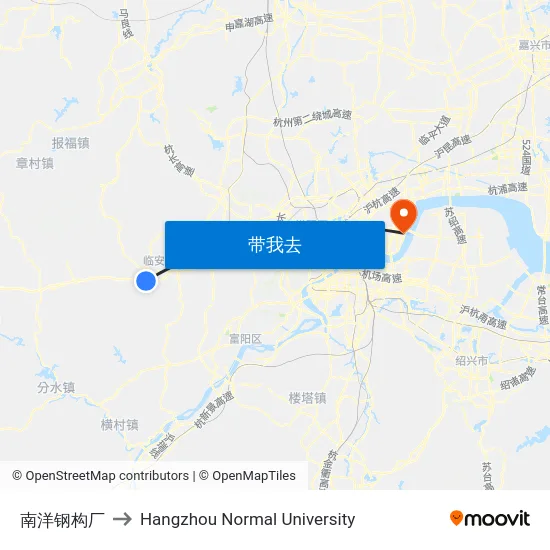 南洋钢构厂 to Hangzhou Normal University map