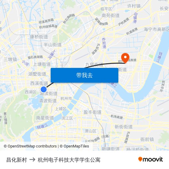 昌化新村 to 杭州电子科技大学学生公寓 map