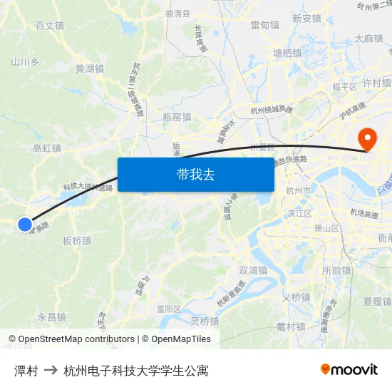 潭村 to 杭州电子科技大学学生公寓 map