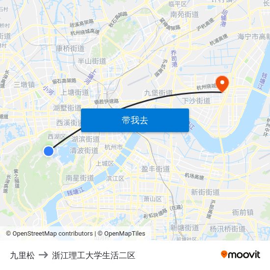 九里松 to 浙江理工大学生活二区 map