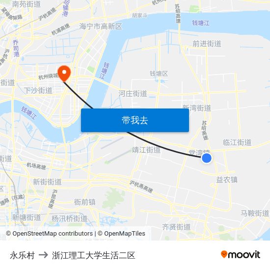 永乐村 to 浙江理工大学生活二区 map