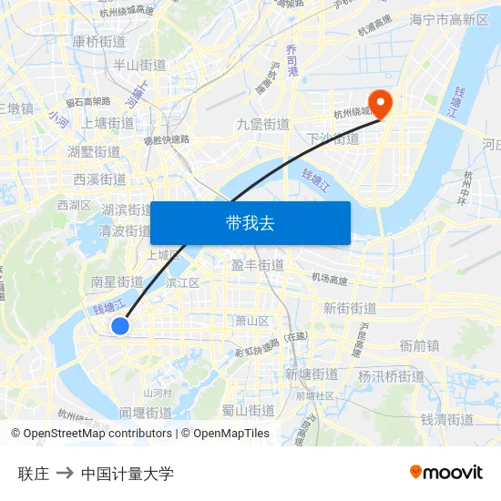 联庄 to 中国计量大学 map