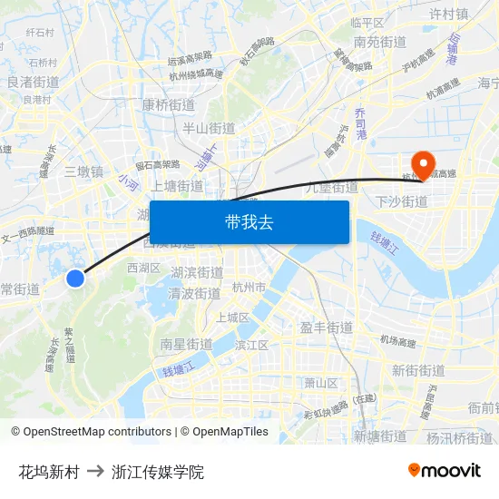 花坞新村 to 浙江传媒学院 map