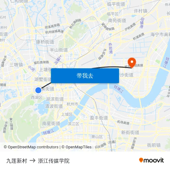 九莲新村 to 浙江传媒学院 map