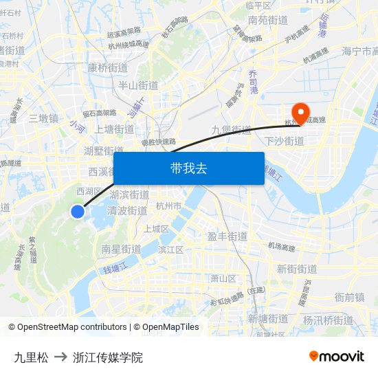 九里松 to 浙江传媒学院 map
