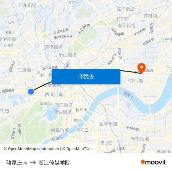 骆家庄南 to 浙江传媒学院 map