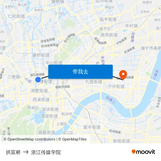 拱宸桥 to 浙江传媒学院 map