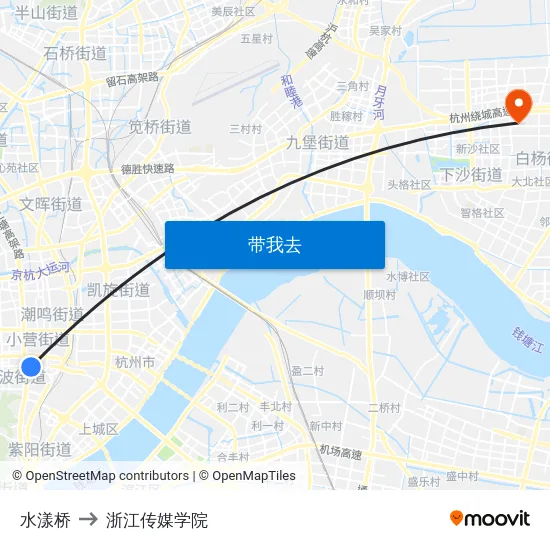 水漾桥 to 浙江传媒学院 map