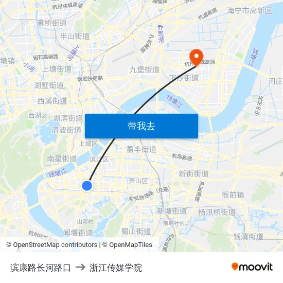 滨康路长河路口 to 浙江传媒学院 map