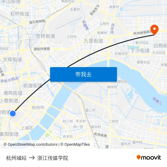 杭州城站 to 浙江传媒学院 map