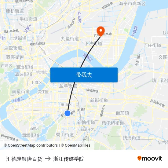 汇德隆银隆百货 to 浙江传媒学院 map