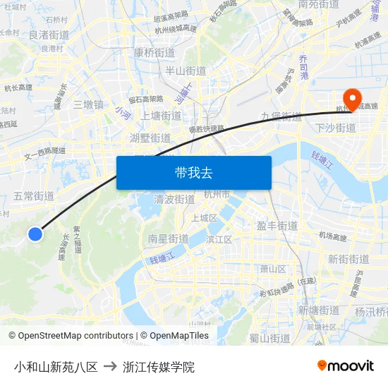 小和山新苑八区 to 浙江传媒学院 map
