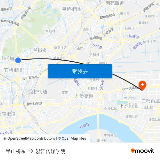 半山桥东 to 浙江传媒学院 map