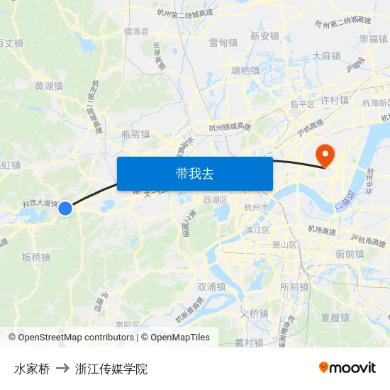 水家桥 to 浙江传媒学院 map