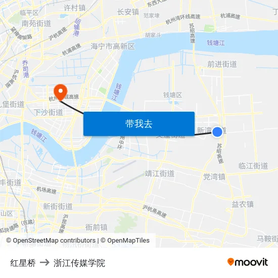 红星桥 to 浙江传媒学院 map