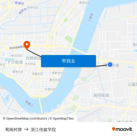 蜀南村牌 to 浙江传媒学院 map