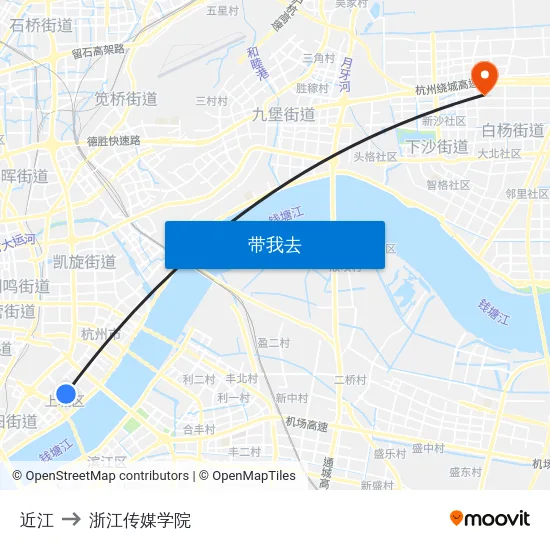 近江 to 浙江传媒学院 map