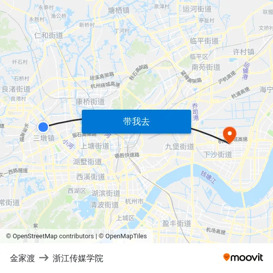 金家渡 to 浙江传媒学院 map