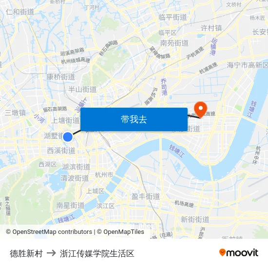 德胜新村 to 浙江传媒学院生活区 map