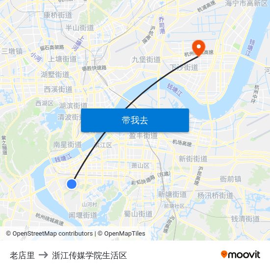 老店里 to 浙江传媒学院生活区 map