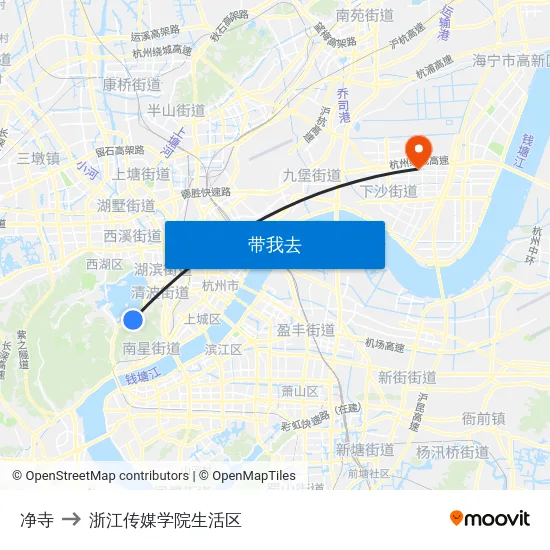 净寺 to 浙江传媒学院生活区 map