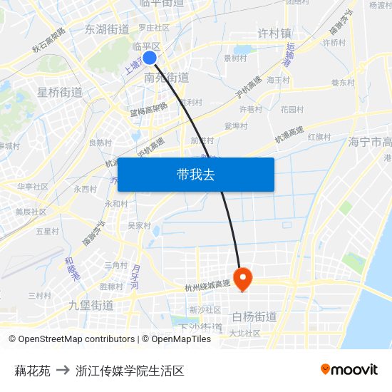 藕花苑 to 浙江传媒学院生活区 map