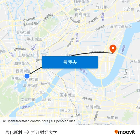 昌化新村 to 浙江财经大学 map