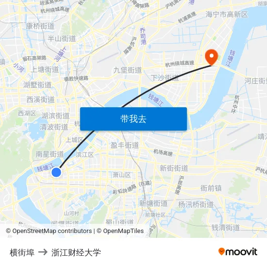 横街埠 to 浙江财经大学 map