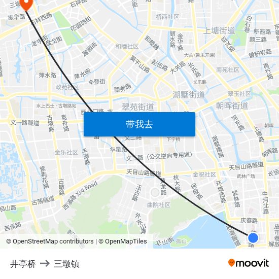 井亭桥 to 三墩镇 map