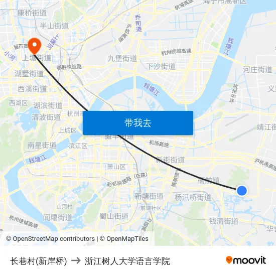长巷村(新岸桥) to 浙江树人大学语言学院 map