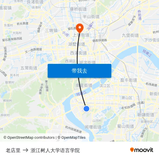 老店里 to 浙江树人大学语言学院 map