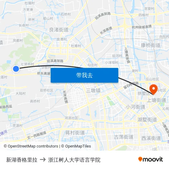 新湖香格里拉 to 浙江树人大学语言学院 map