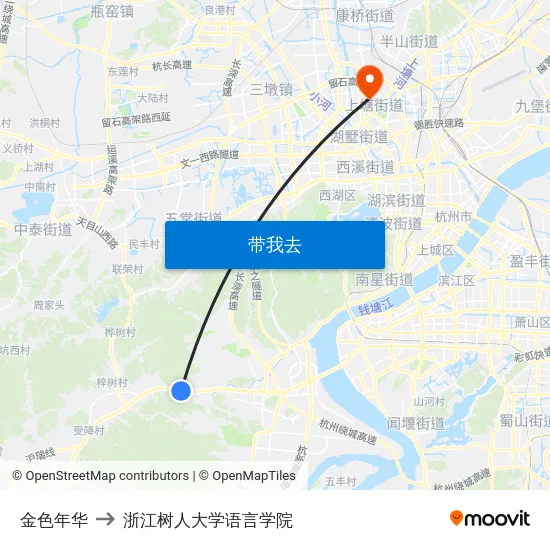 金色年华 to 浙江树人大学语言学院 map