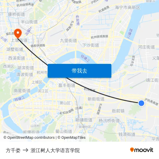 方千娄 to 浙江树人大学语言学院 map