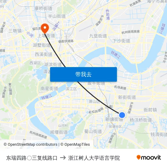 东瑞四路〇三复线路口 to 浙江树人大学语言学院 map