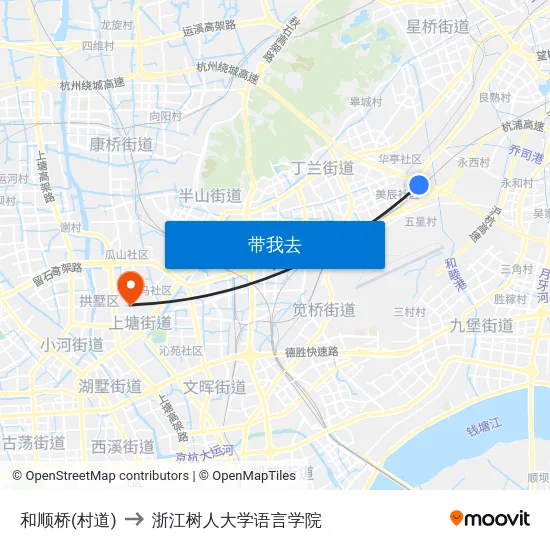 和顺桥(村道) to 浙江树人大学语言学院 map