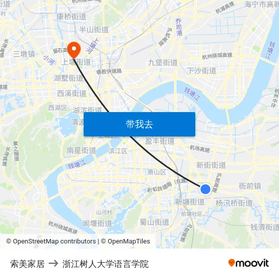 索美家居 to 浙江树人大学语言学院 map