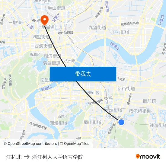江桥北 to 浙江树人大学语言学院 map